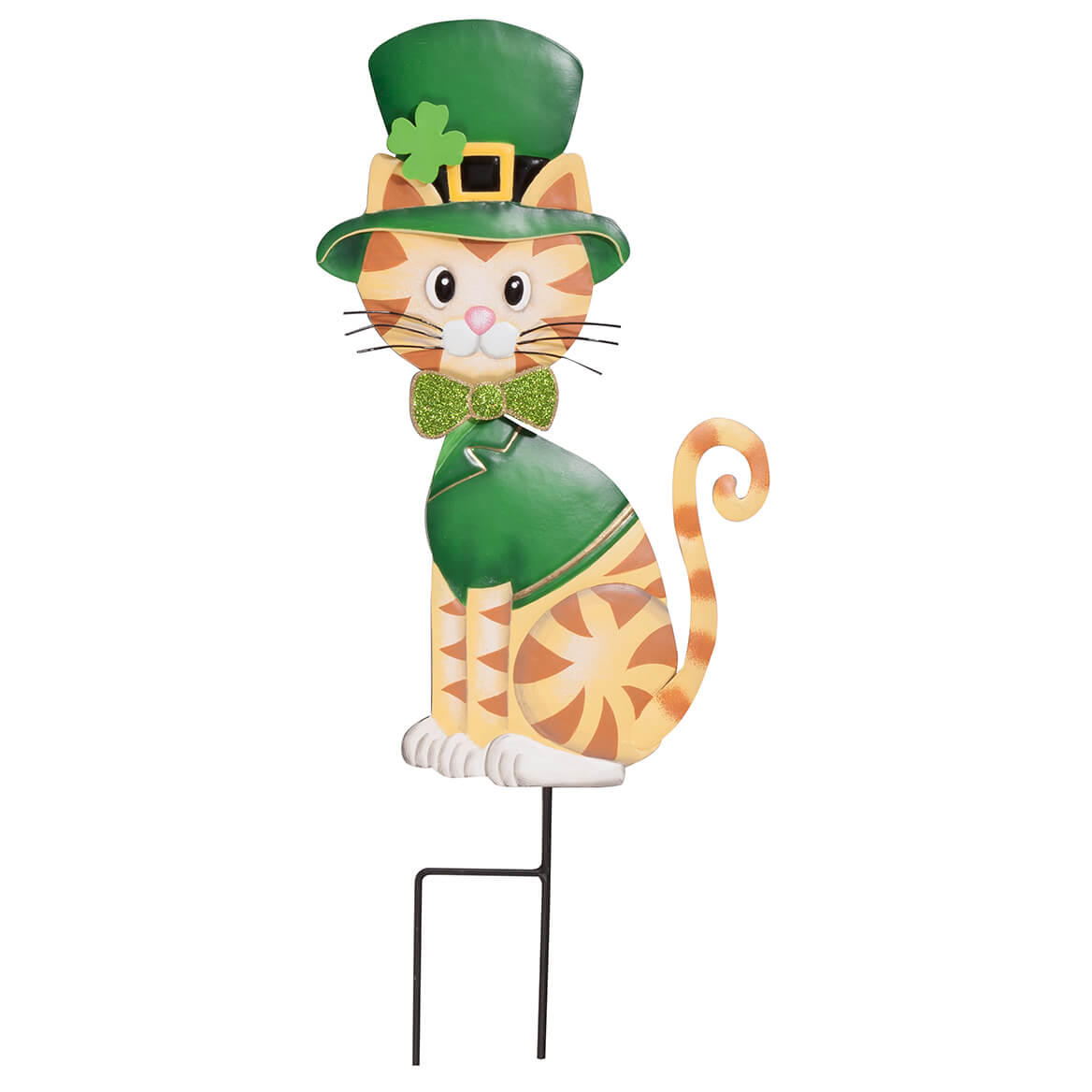 Fox Valley Traders St. Patrick’s Day Cat Lawn Stake by Fox River Creations, Outdoor Yard Stake Décor, Metal