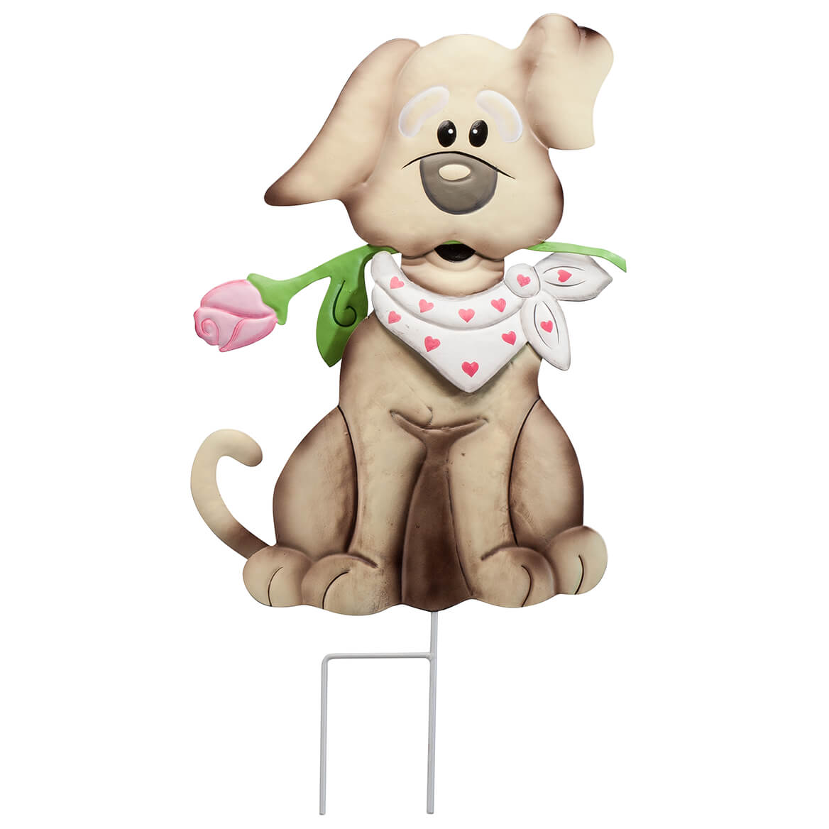 Fox Valley Traders Valentine's Puppy Lawn Stake by Fox River Creations, Outdoor Yard Stake Décor, Metal