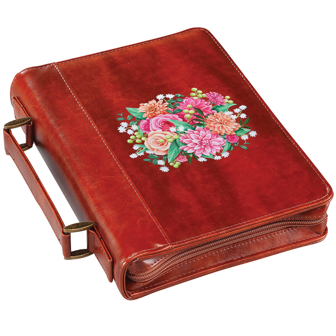 Fox Valley Traders Floral Initial Brown Bible Case