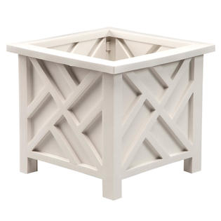 Miles Kimball Chippendale Planter Box White Plant Holder For Garden Patio And Lawn 14 Sq X 13 H Overall