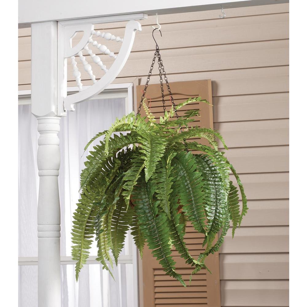 OakRidge Fully Assembled Artificial Fern Hanging Basket – Indoor/Outdoor Use – 23 ½” L, Green, Twin 
