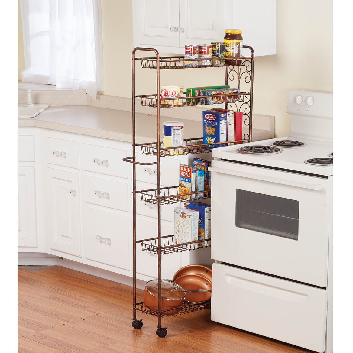 Fox Valley Traders Rolling Antique Wire Slim Storage Cart By Home