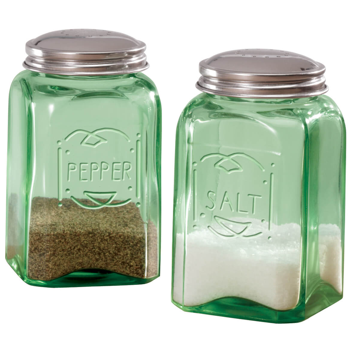 Fox Valley Traders Depression Style Glass Salt and Pepper Shakers, Classic Green 
