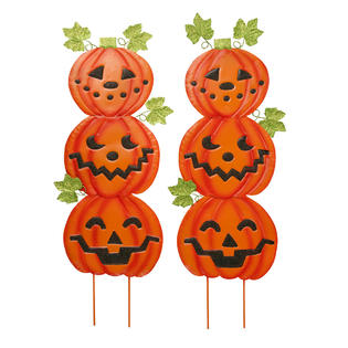 Fox Valley Traders 363549 Bc00415947 Metal Jack O Lantern Ground Stakes Patio Halloween Decorations By Maple Lane Creations Set Of 2
