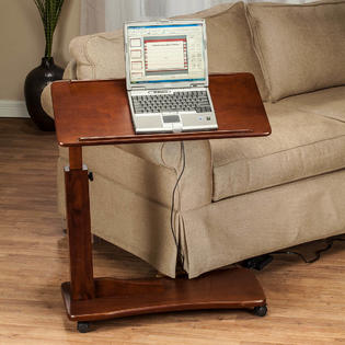 Oakridge OakRidge Height Adjustable Bedside Tray Table with Wheels