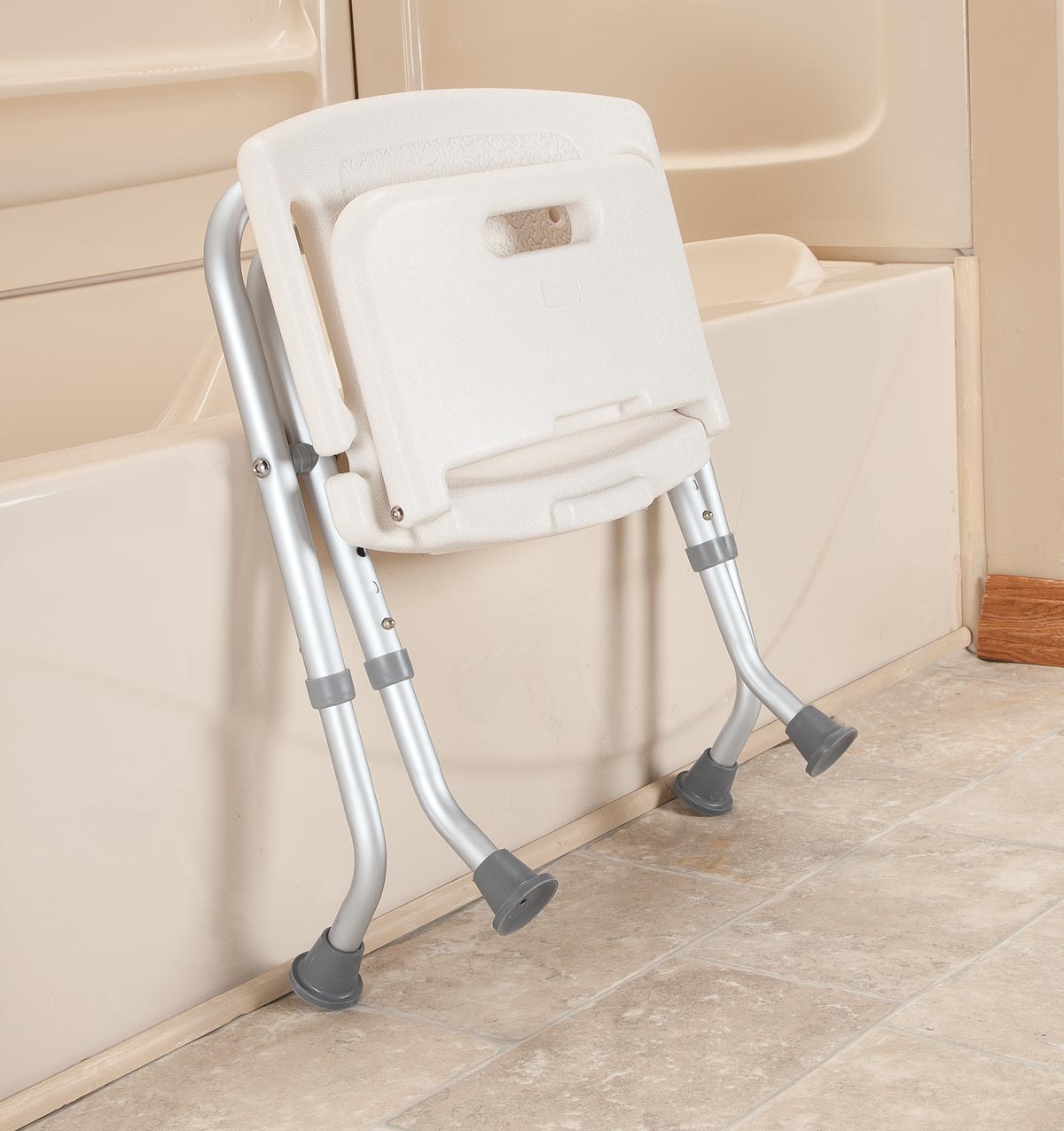 Fox Valley Traders Folding Bath Seat with Back Support, Portable Shower Bench, White, White 