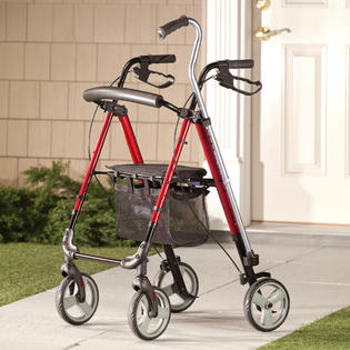 Fox Valley Traders Ultra Lite Travel Rollator XL, Red