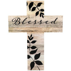 Fox Valley Traders Rustic Style Cross Customized Home Decor Plaque Blessed Design 15 X 11 X Beige