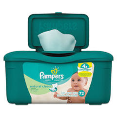 Pampers Natural Clean Baby Wipes, Unscented, White, Cotton, 72/Tub, 8 Tub/Carton