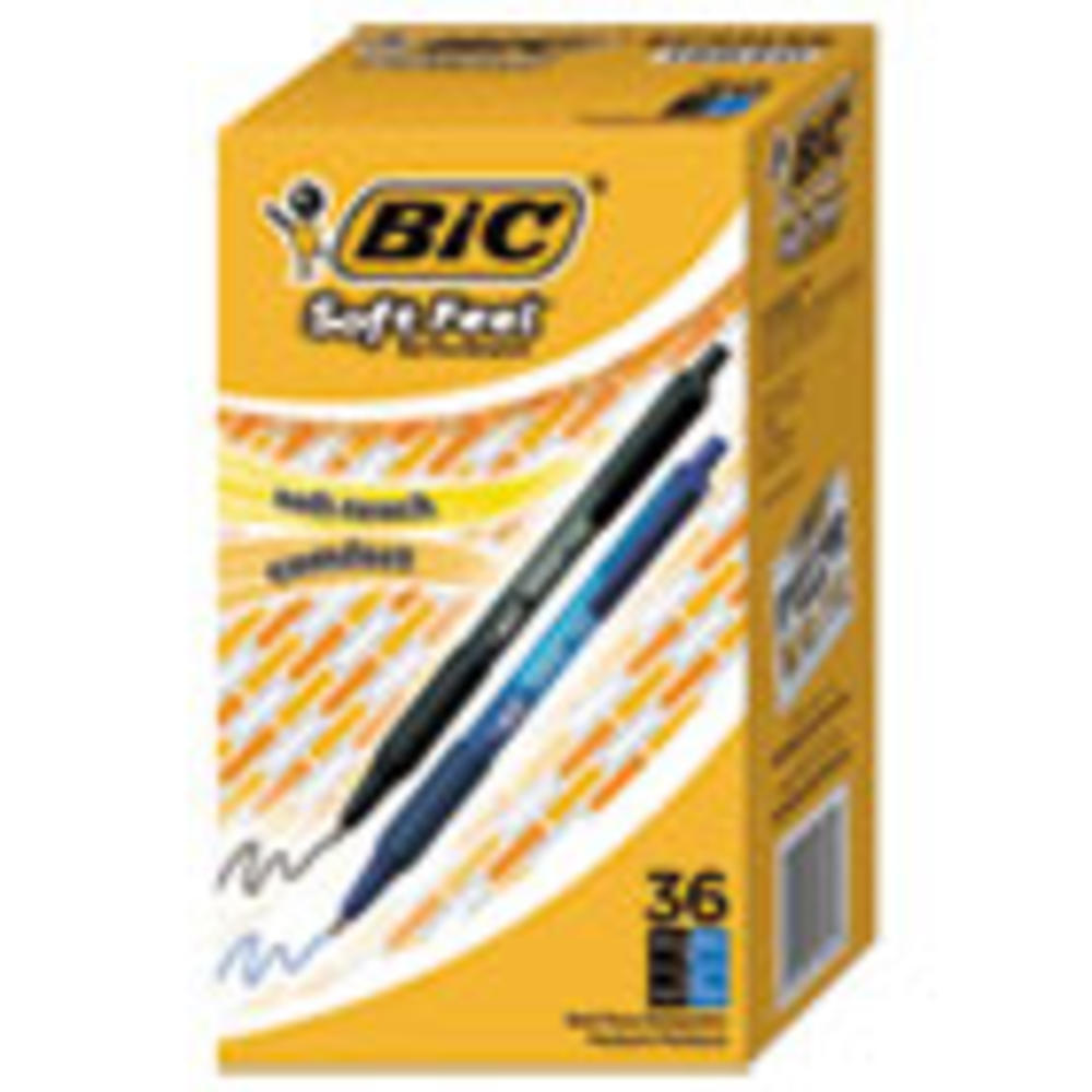 BIC Soft Feel Retractable Ballpoint Pen, 1mm, Assorted Ink/Barrel, 36/Pack