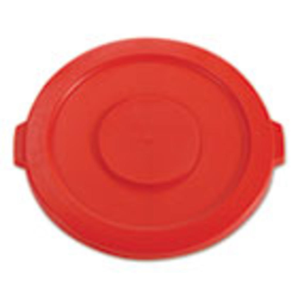 Rubbermaid Round Flat Top Lid, for 32-Gallon Round Brute Containers, 22 1/4", dia., Red