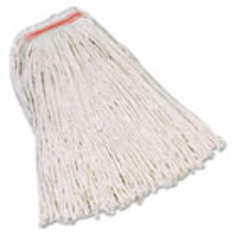 Rubbermaid Premium Cut-End Cotton Mop, White, 20 oz, 1-in. Orange Headband