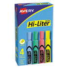 Avery HI-LITER Desk-Style Highlighter, Chisel Tip, Assorted Colors, 4/Set