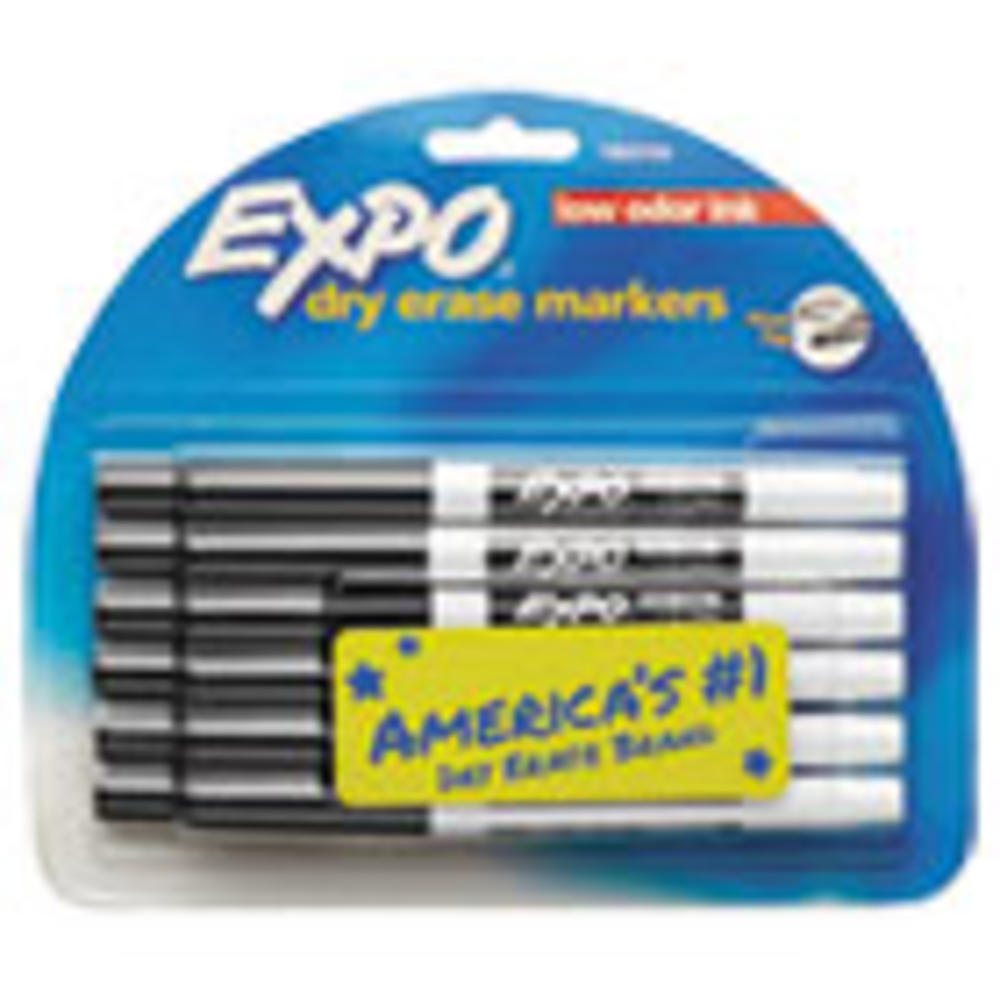EXPO Low-Odor Dry-Erase Marker, Fine Bullet Tip, Black, Dozen