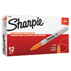 Sharpie Sanford LP Sharpie Non-Washable Quick-Drying Waterproof Permanent Marker, Fine Tip, Orange, Pack of 12