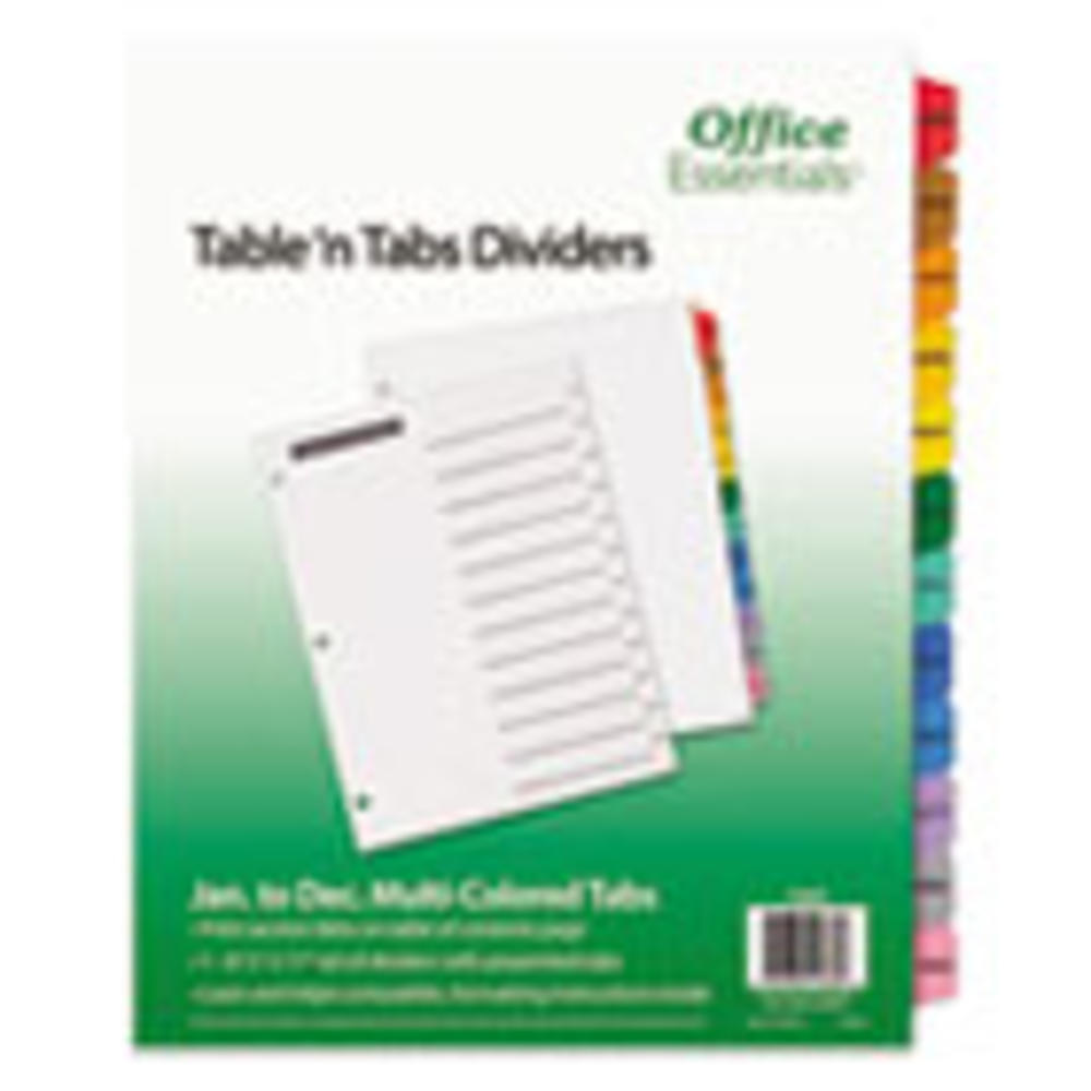 Office Essentials Table 'n Tabs Dividers, 12-Tab, Letter