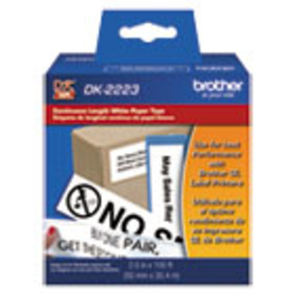 Brother Continuous Paper Label Tape, 2" x 100 ft, Black/White