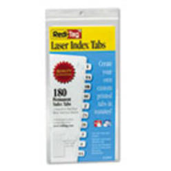Redi-Tag 33001 Laser Printable Index Tabs- .44 Inch- White- 180-Pack