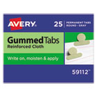 Avery Gummed Reinforced Index Tabs, 1/2 in, Gray, 25/Pack