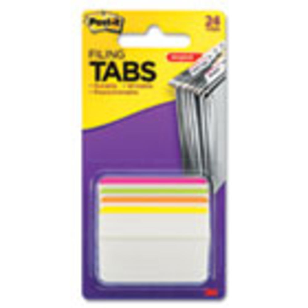 Post-it Tabs Angled Tabs, 2 x 1 1/2, Striped, Assorted Brights, 24/Pack