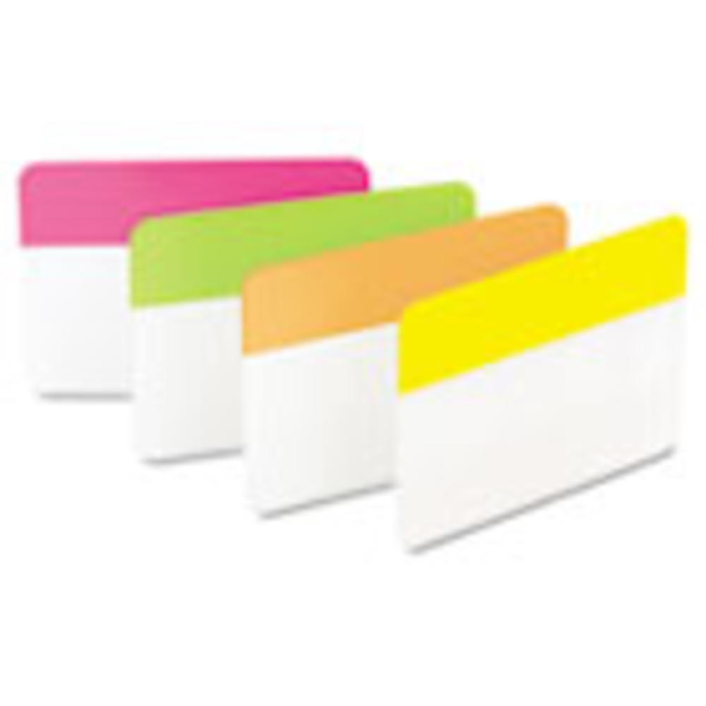 Post-it Tabs File Tabs, 2 x 1 1/2, Solid, Flat, Assorted Bright, 24/Pack