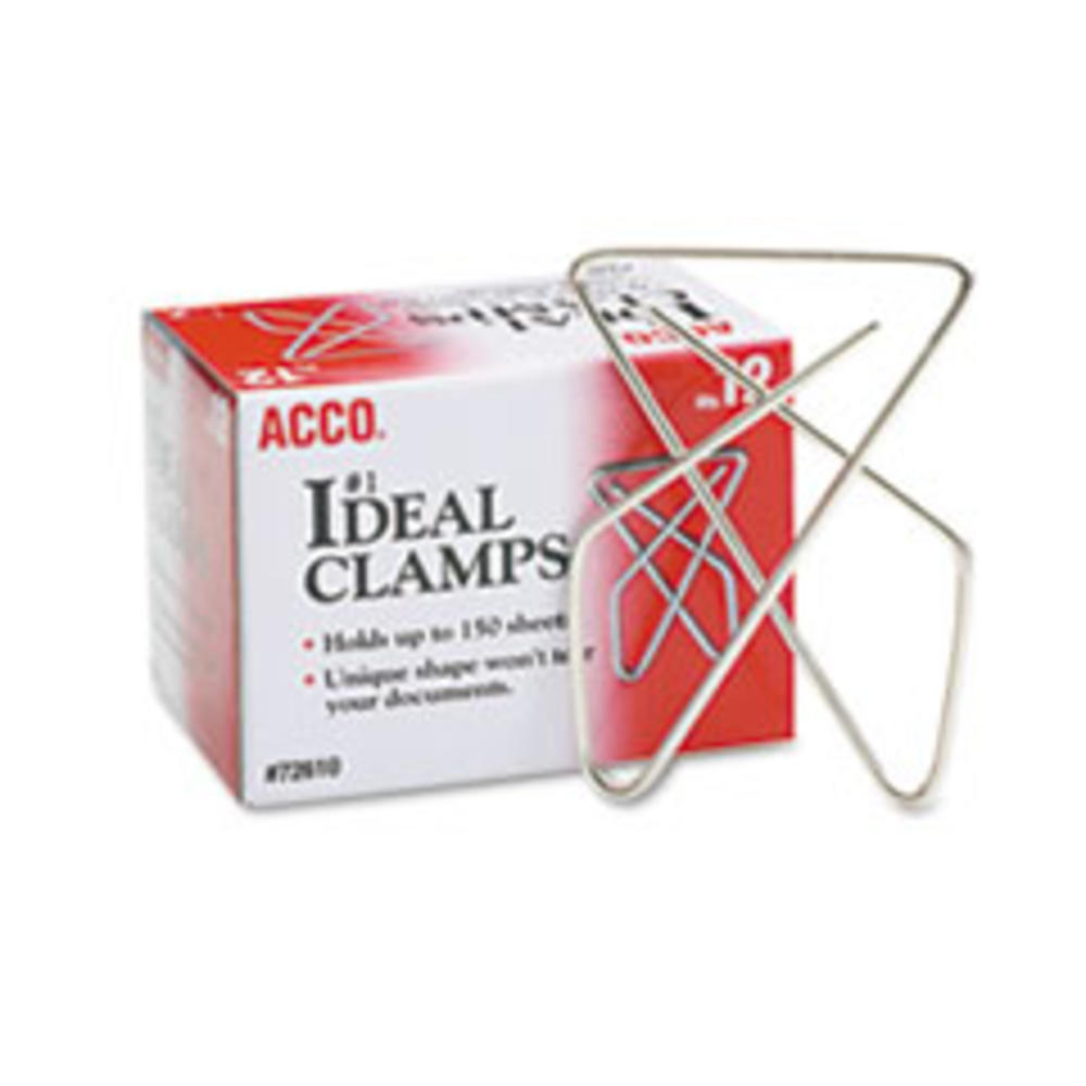 ACCO Ideal Clamps, Large (No. 6), Silver, 12/Box