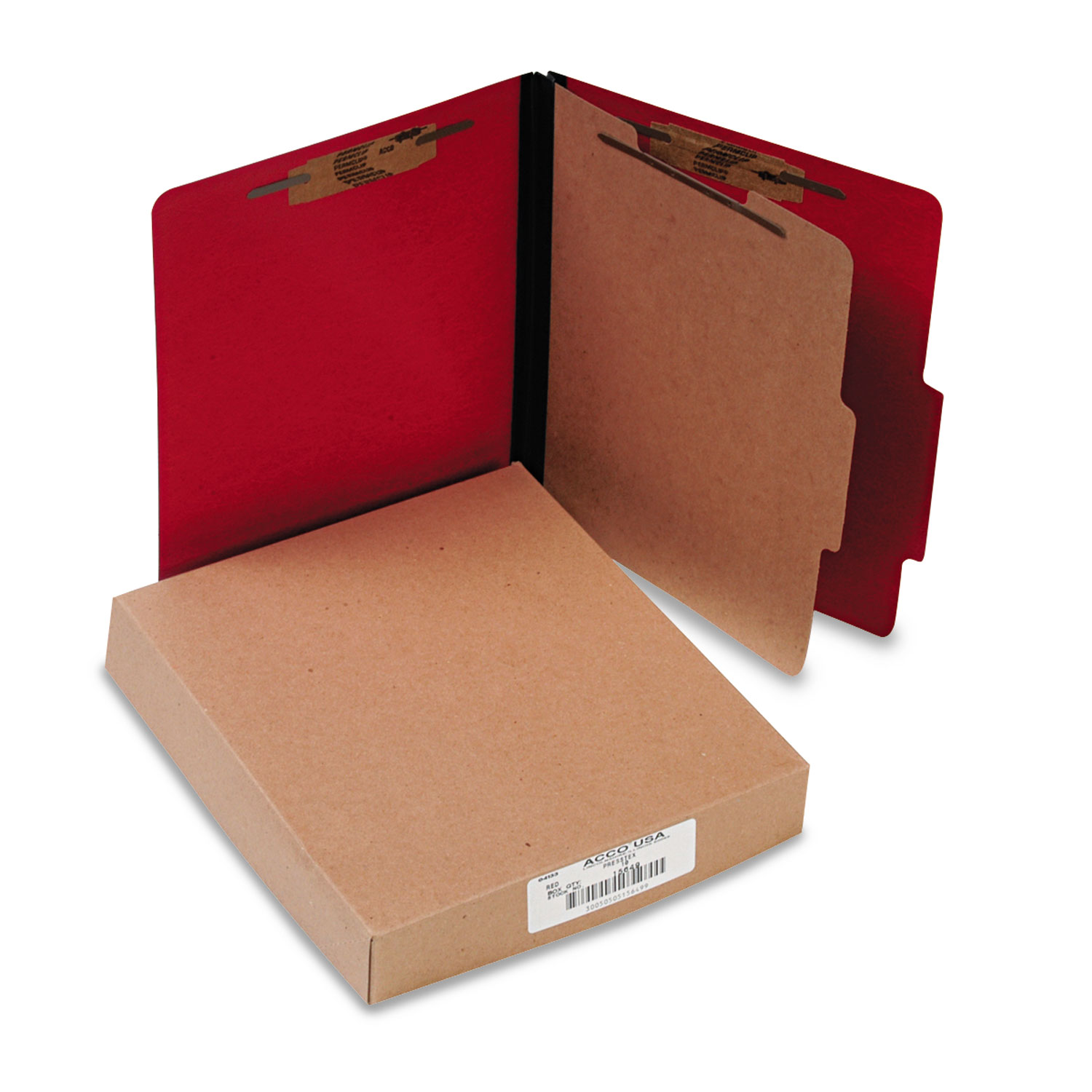 ACCO ColorLife PRESSTEX Classification Folders, 1 Divider, Letter Size, Executive Red, 10/Box
