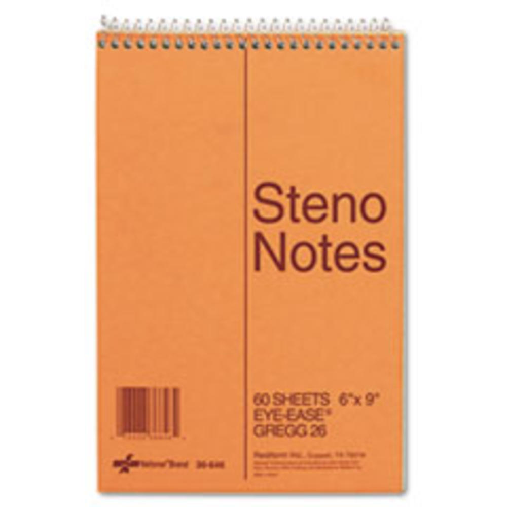 National Standard Spiral Steno Book, Gregg Rule, 6 x 9, Eye-Ease Green, 60 Sheets