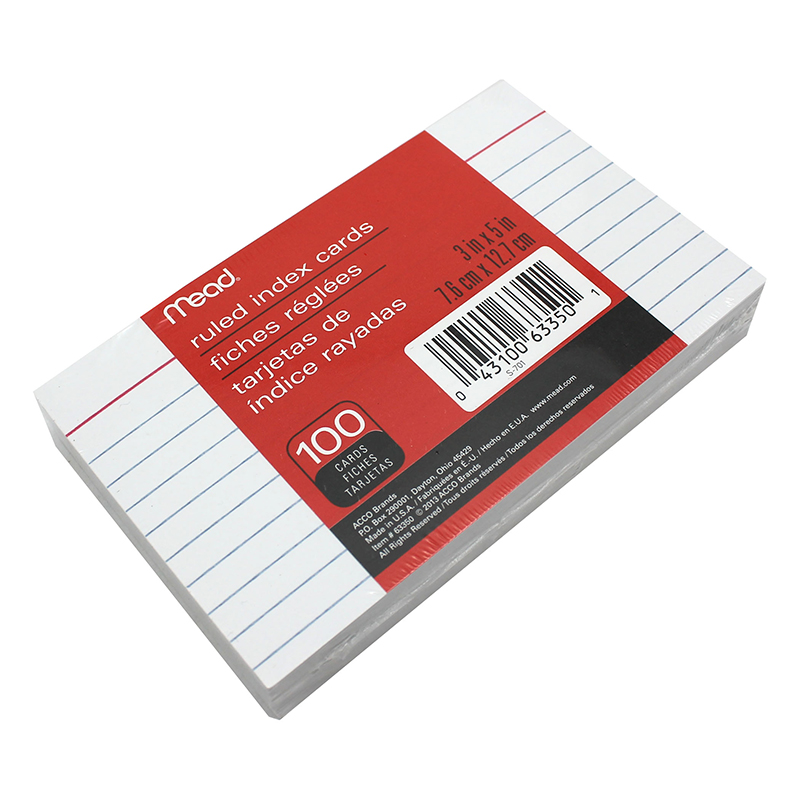 MEAD PRODUCTS LLC CARDS INDEX RULED 3 X 5 100 CT