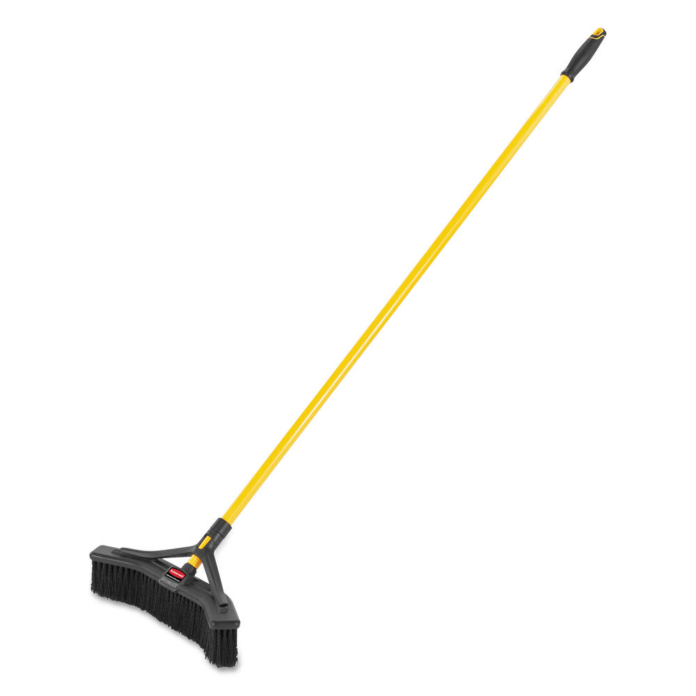 Rubbermaid Maximizer Push-to-Center Broom, 18", Polypropylene Bristles, Yellow/Black