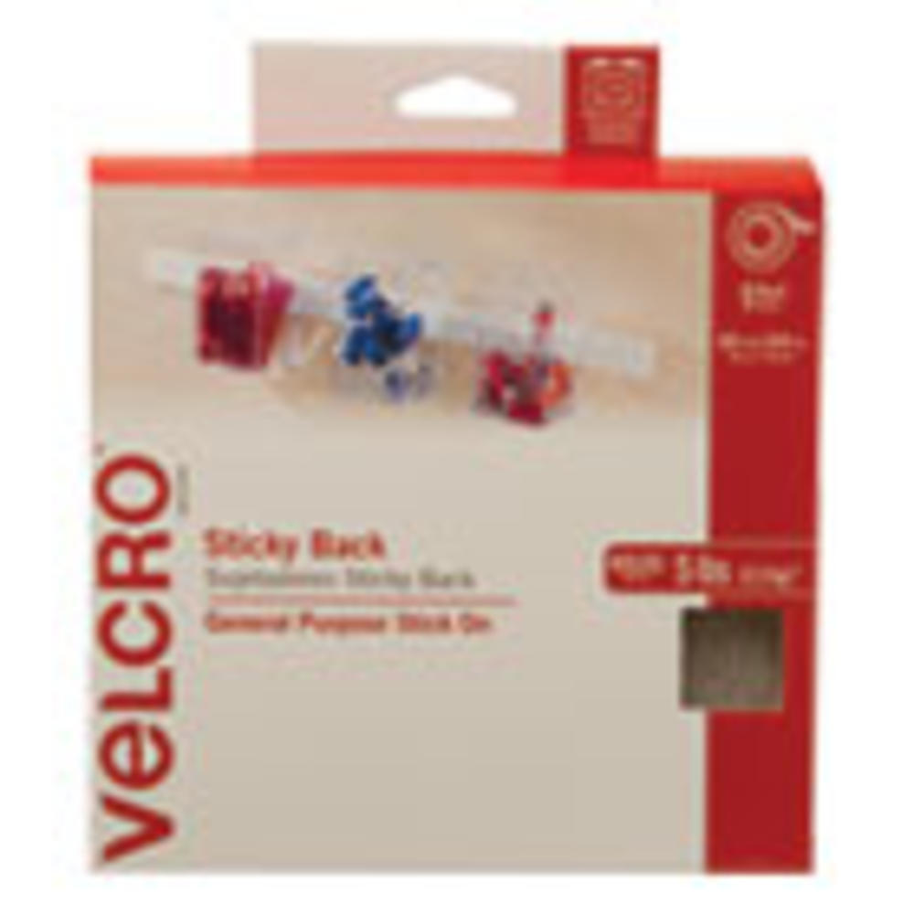 Velcro Sticky-Back Hook & Loop Fasteners in Dispenser, 3/4" x 30ft, White