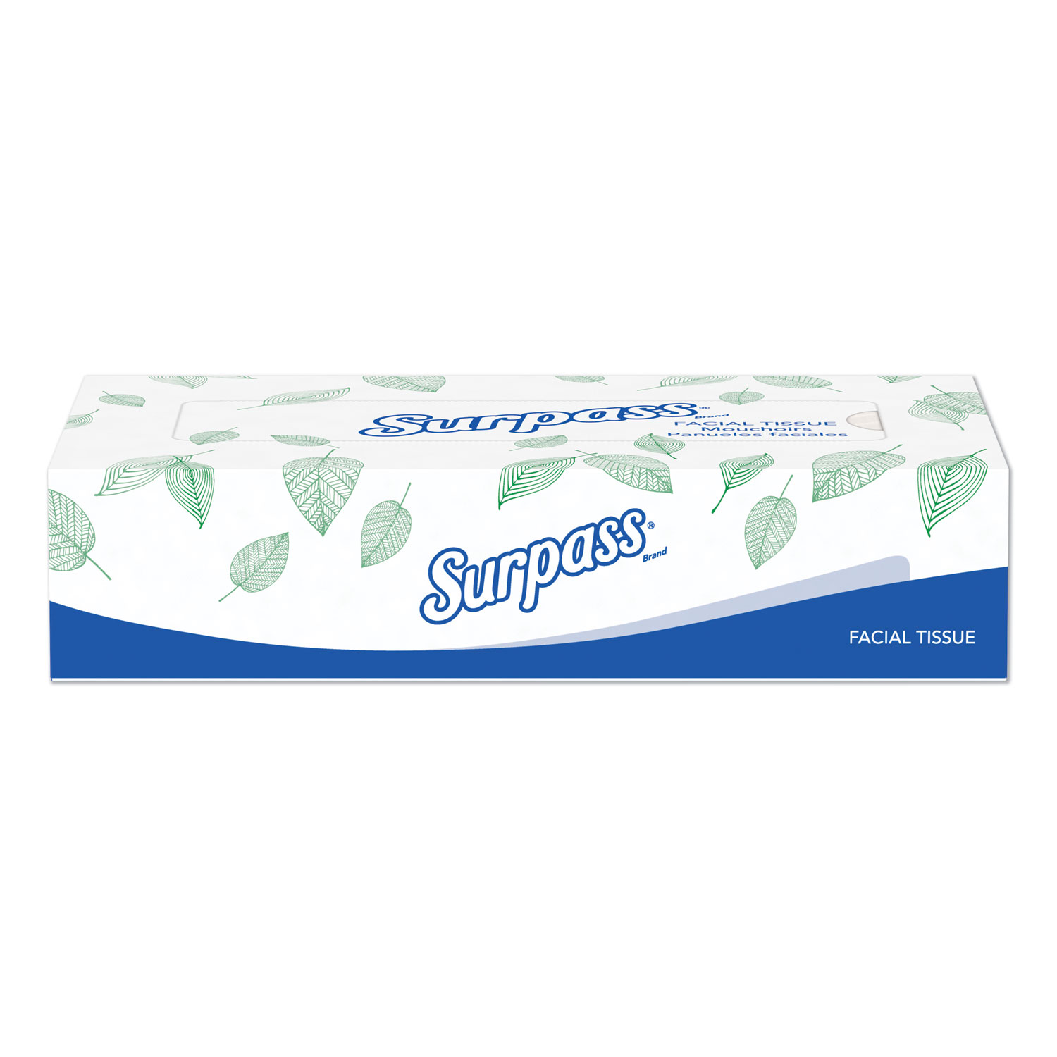 Surpass Facial Tissue, 2-Ply, Flat Box, 100/Box, 30 Boxes/Carton