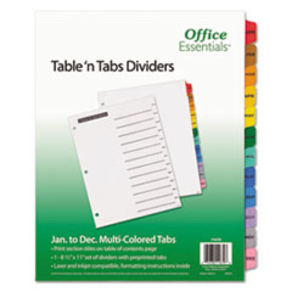 Office Essentials Table 'n Tabs Dividers, 12-Tab, Letter