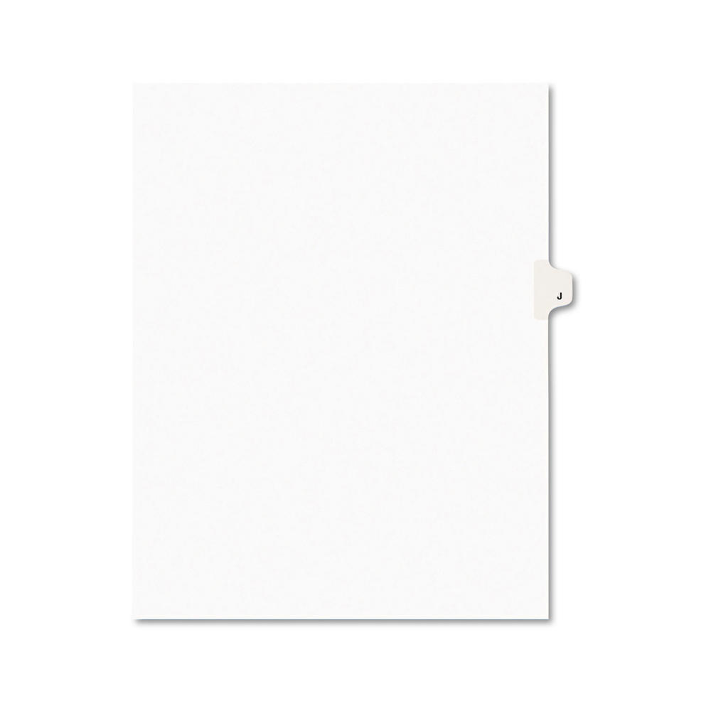 Avery-Style Legal Exhibit Side Tab Dividers, 1-Tab, Title J, Ltr, White, 25/PK