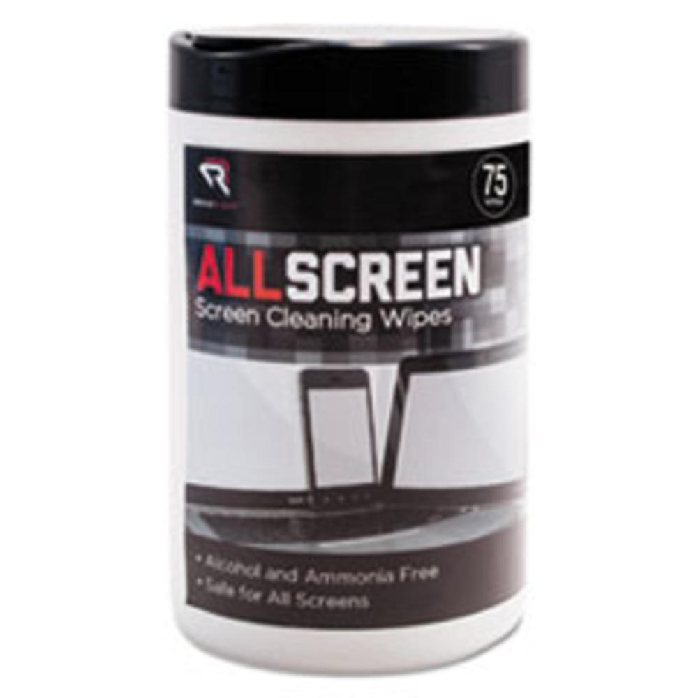 Read Right AllScreen Screen Cleaning Wipes, 6" x 6", White, 75/Tub