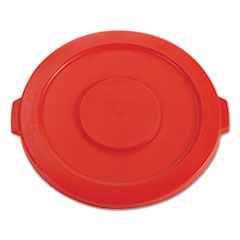 Rubbermaid Round Flat Top Lid, for 32-Gallon Round Brute Containers, 22 1/4", dia., Red