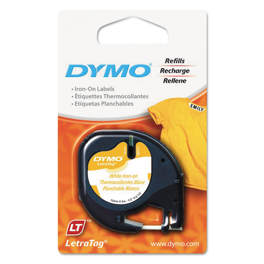 DYMO LetraTag Fabric Iron-On Labels, 1/2" x 6 1/2 ft, White