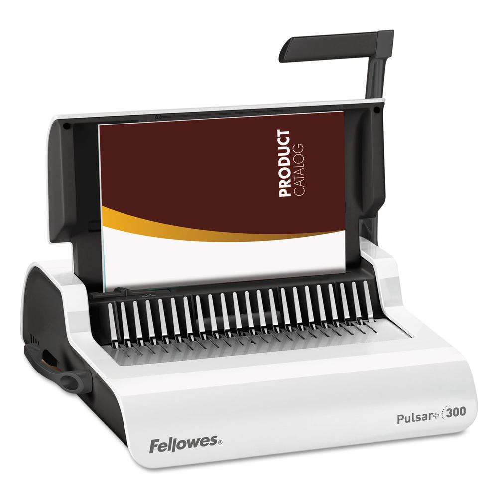 Fellowes Pulsar+ Manual Comb Binding System, 300 Sheets, 18 1/8 x 15 3/8 x 5 1/8, White