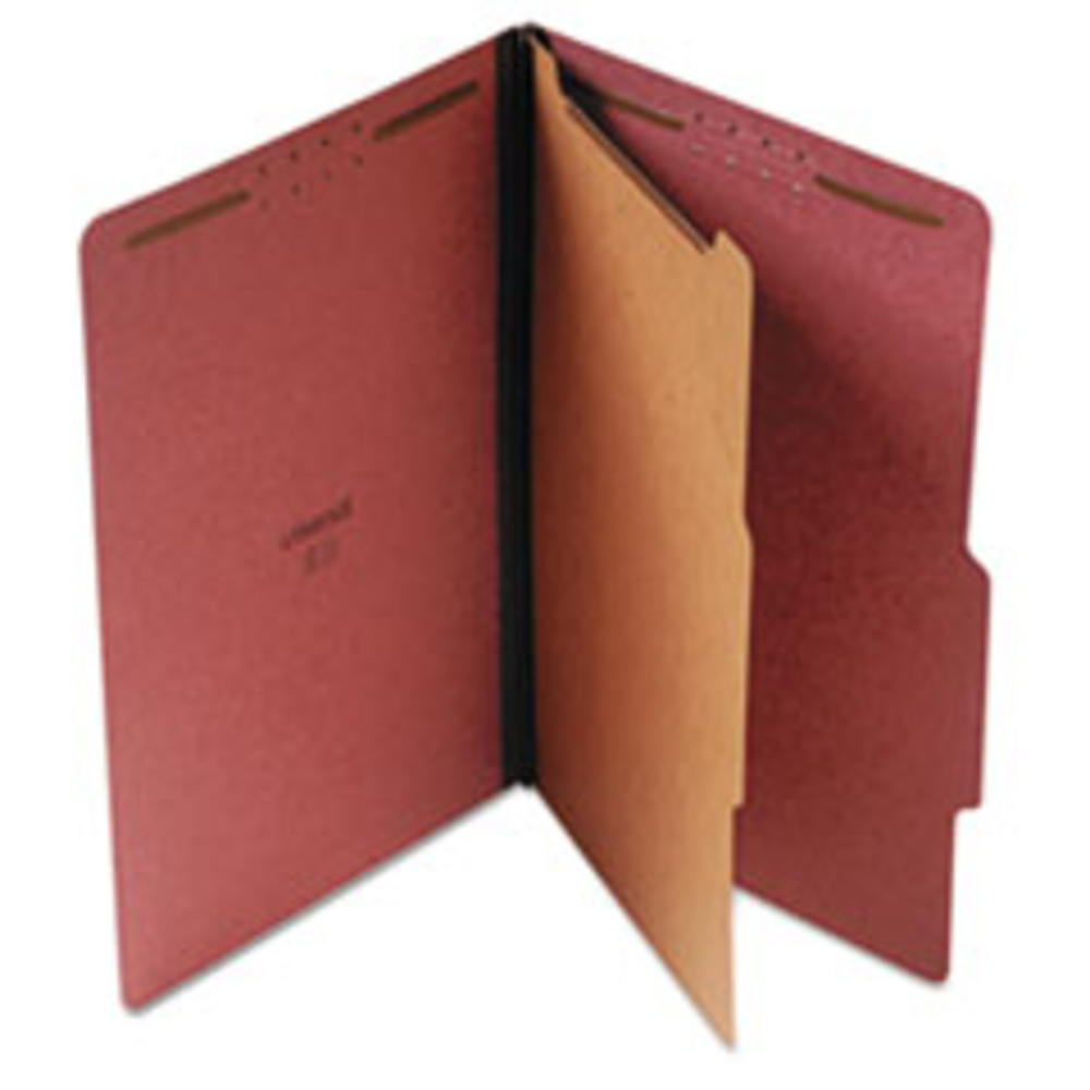 Universal Studios Four-, Six- and Eight-Section Classification Folders, 2 Dividers, Legal Size, Red, 10/Box