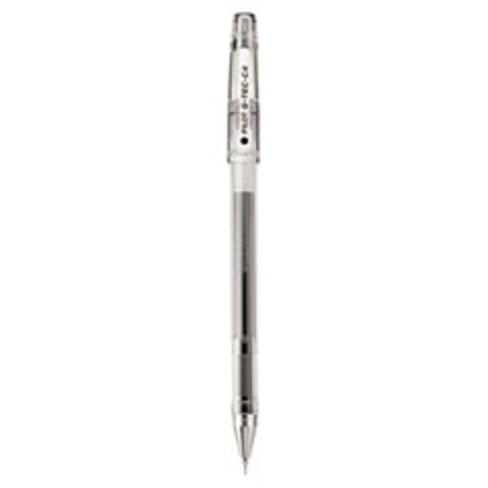 Pilot Automotive G-TEC-C Ultra Stick Gel Pen, Ultra-Fine 0.4mm, Black Ink, Clear Barrel, Dozen