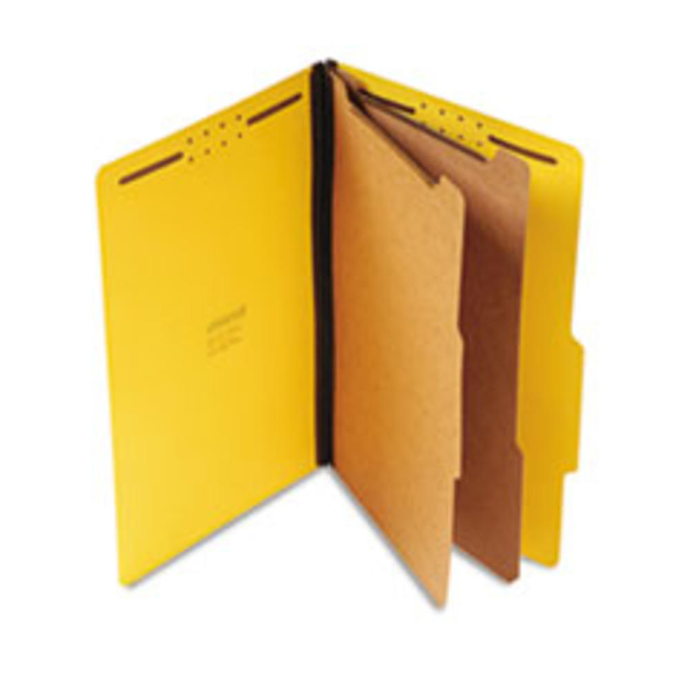 Universal Studios Bright Colored Pressboard Classification Folders, 2 Dividers, Legal Size, Yellow, 10/Box