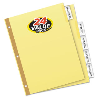 Avery 11113 Insertable Big Tab Dividers, 5Tab, Letter, 24 Sets