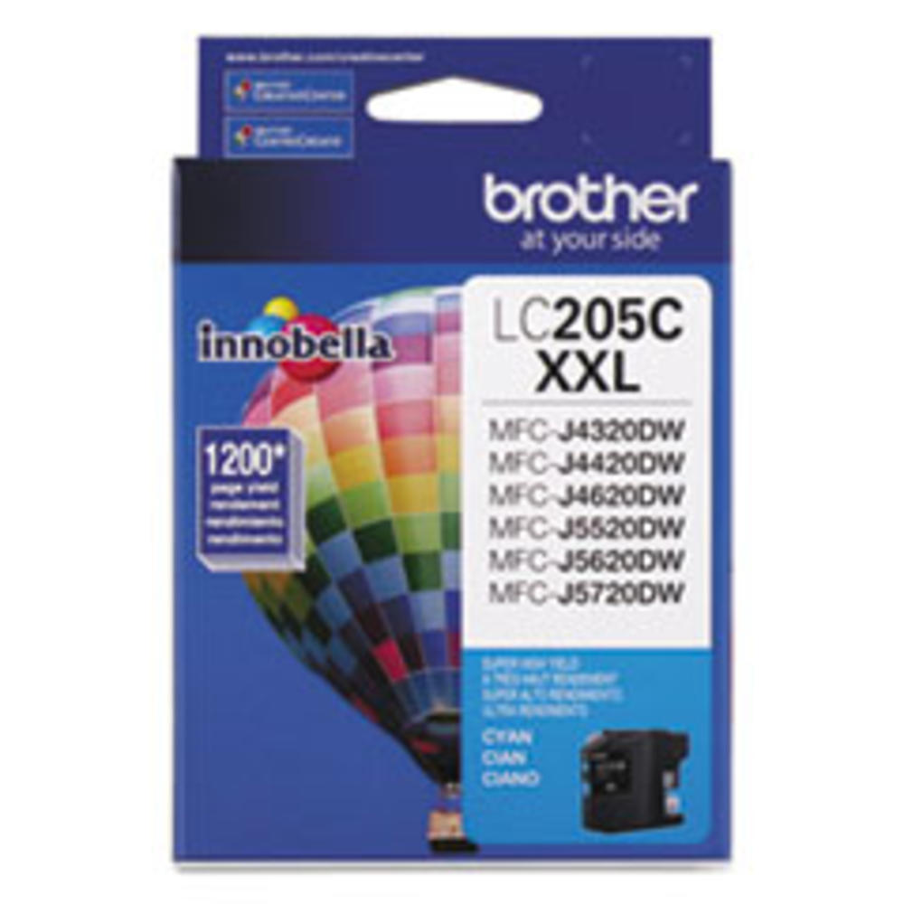 Brother LC205C Innobella Super High-Yield Ink, 1200 Page-Yield, Cyan