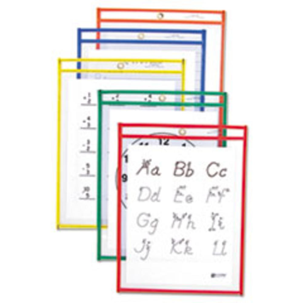 C-Line Reusable Dry Erase Pockets, 9 x 12, Assorted Primary Colors, 25/Box