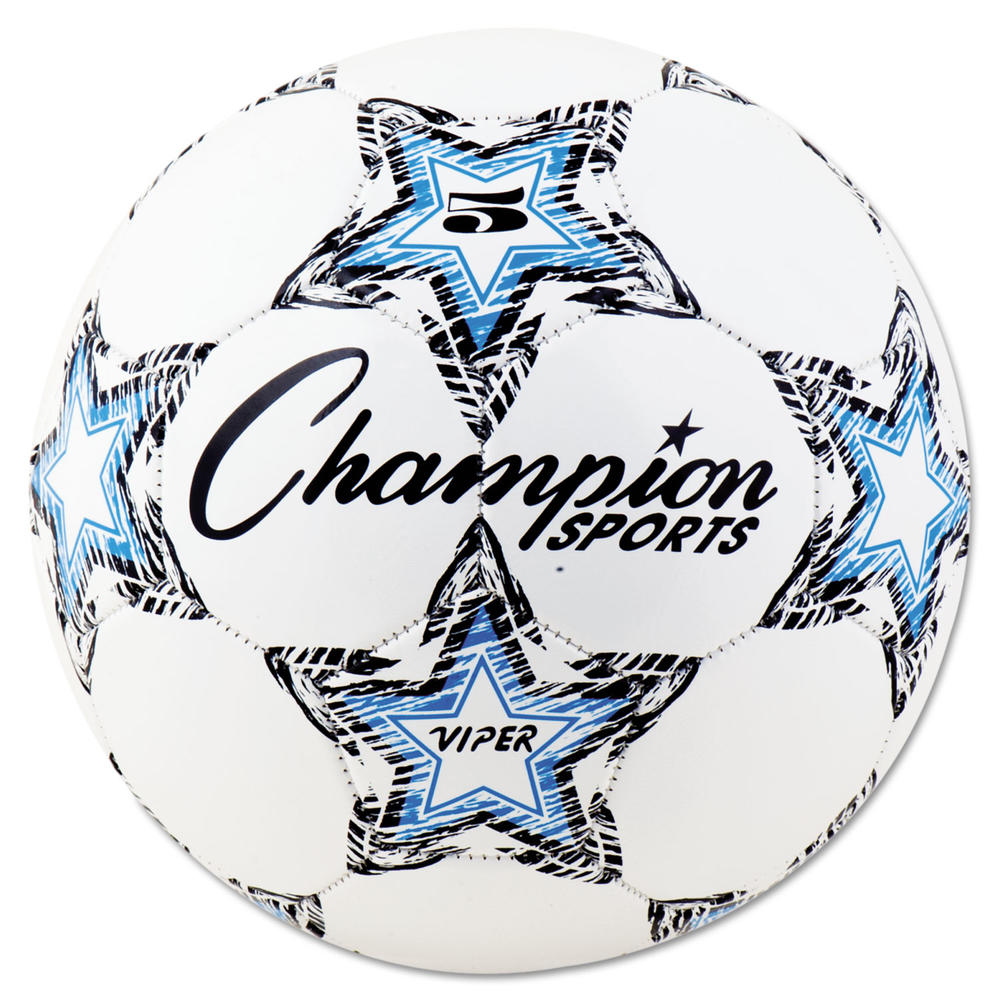 Champion Sports VIPER Soccer Ball, Size 5, 8 1/2"- 9" dia., White