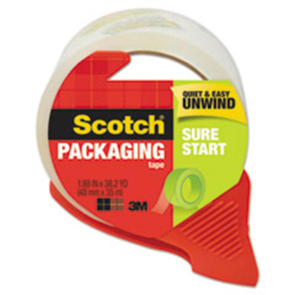 Scotch Sure Start Packaging Tape w/Dispenser, 1.88" x 38.2 yards, 3" Core, Clear