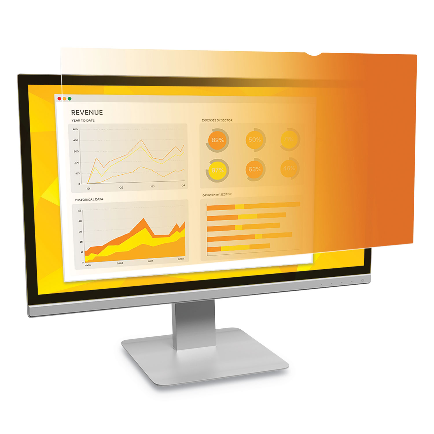 3M Frameless Gold Privacy Filter, For 23.8", Widescreen, Monitor, 16:9 Aspect Ratio