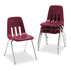 Virco 9000 Series Classroom Chair, 18" Seat Height, Wine/Chrome, 4/Carton