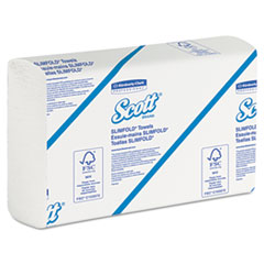 Kimberly-Clark SCOTT SLIMFOLD Towels, 7 1/2 x 11 3/5, White, 110 per Pack, 24 Packs p