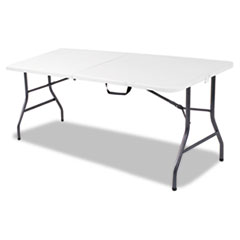 Cosco 6 Foot Bifold Resin Folding Table, 72w x30d x 29-1/4h, White/Pewter